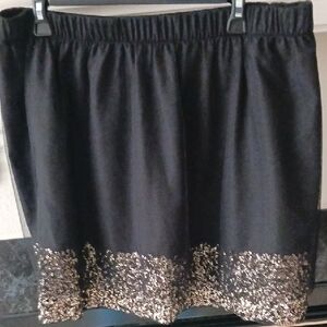 Massimo Black Mini Skirt with Glittering Gold Hem